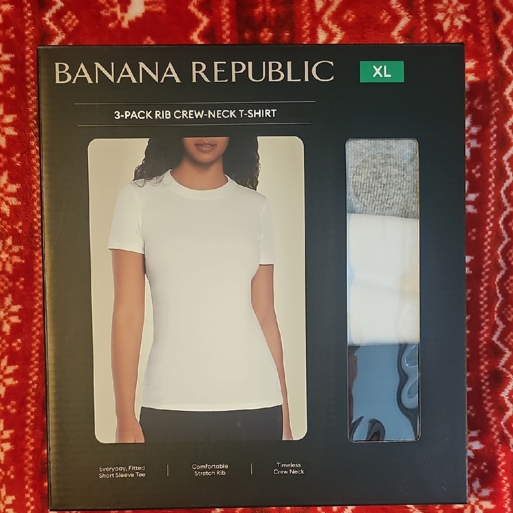Banana Republic Multi-colored Pack Ribbed Crew-Neck T-Shirts Pack
